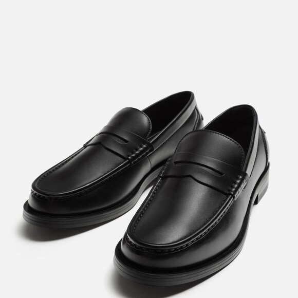Zara Other - New Zara Men's Classic 100% Leather Black Slip-On Loafers 11 US/44 EU NWT